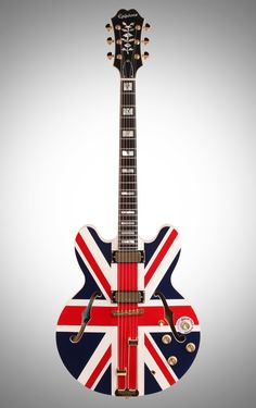 an electric guitar with the british flag painted on it