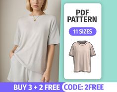 a woman wearing a white top and shorts with the text, free pattern for women's t - shirts