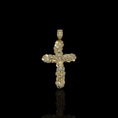 Cross Crucifix Two Tone Pendant - 10k Yellow Gold Introducing our exquisite Cross Crucifix Cz Pendant in 10k Yellow Gold, a symbol of deep faith and devotion, adorned with elegance and brilliance. Meticulously crafted, this pendant features a classic cross design, beautifully rendered in 10k yellow gold and accented with sparkling cubic zirconia. Made from high-quality 10k yellow gold, this pendant radiates with a warm and glowing hue, representing the enduring strength and significance of faith Yellow Gold Crucifix Jewelry With Cubic Zirconia, Yellow Gold Cubic Zirconia Crucifix Jewelry, Gold Diamond Crucifix Jewelry, Diamond Crucifix With Diamond Cut, Diamond Crucifix Jewelry For Anniversary, Yellow Gold Crucifix With Brilliant Cut, Yellow Gold Crucifix Jewelry With Brilliant Cut, Yellow Gold Brilliant Cut Crucifix Jewelry, Cz Pendant