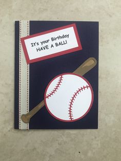 a birthday card with a baseball and bat