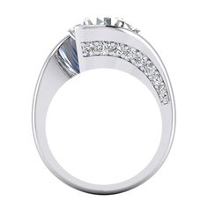 a white gold ring with diamonds on it