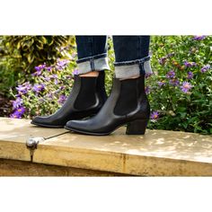 Our Tuscan Chelsea boot has been a key part of our A/W collections for many, many years and after a brief break they are back by incredibly popular demand. This enduringly chic ankle boot is skilfully hand made in Spain and comes in 4 easy to wear and luxurious colour/material combinations. Sitting atop a versatile, mid height, cuban heel, Asinara has a soft almond toe and finishes just on the ankle.  The cut is slim on the ankle so they pair beautifully with trousers and dresses alike. The traditional, elasticated panels that make this style a 'Chelsea' boot allow for ease of wear and create a great fit on both slim and wider legs. Uppers - 100% Leather Lining - 100% Leather Sole - Rubber  Protect and nourish the leather with a neutral polish and a soft cloth. Wipe dirt off with a damp cl Neutral Polish, Bespoke Shoes, Cuban Heels, Brand Magazine, Black Chelsea Boots, Blazer With Jeans, And Dresses, Chelsea Boot, Stylish Shoes