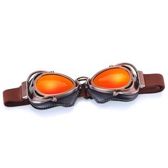 Steampunk Pilot Goggles - Orange Steampunk Pilot, Pilot Goggles, Vintage Pilot, Steampunk Goggles, Steampunk Cosplay, Steampunk Accessories, Pilots, Goggles, Adjustable Straps