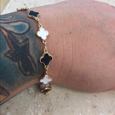 Black And White Enamel Bracelet Size: 7-9 Inches As Has Extender Jewelry Black, Enamel Bracelet, Black Bracelets, Van Cleef, Stylish Jewelry, White Enamel, Bracelet Sizes, Glow Up?, Womens Jewelry Bracelets