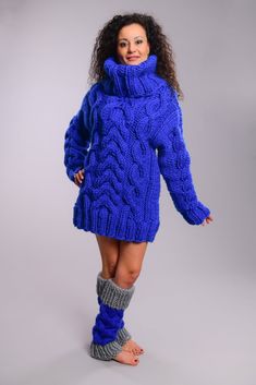 "Brand new chunky knit Sweater in Royal blue Color. Turtleneck collar. Super chunky and warm. This super big and trendy sweater is soft and warm. Easy to combine with jeans /skirts. Matching leg warmers available. Materials : Soft premium quality soft bulky wool. Color: Royal blue Measurements : Body length: 28 \" / 72 cm Chest width: 20,5 \" / 52 cm Sleeve measured from the neckline to the end of the cuff: 28 \" / 71 cm Neck unrolled - 16''/ 40 cm All the measurements are taken with the item fl Cozy Chunky Knit Turtleneck, Cozy Knitted Turtleneck For Cold Weather, Oversized Blue Knitted Sweater, Chunky Knit Acrylic Sweater For Cold Weather, Blue Chunky Knit Sweater For Cold Weather, Oversized High Neck Cable Knit Sweater, Blue Knit High Neck Sweater, Oversized Cable Knit Turtleneck, Blue Knitted Turtleneck Sweater