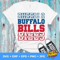 Buffalo Bills SVG • NFL New York Football Team T-shirt Design SVG Cut Files Cricut White Fan Apparel T-shirt With Lettering, White Sublimation Design With Text Print For Fans, Buffalo Bills Svg, Team Shirt Designs, Buffalo Bills Shirt, Baseball Team Shirt, Bills Shirts, Bills Logo, Buffalo Bills Football