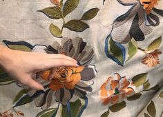 Novelty Cotton Oversized Floral Embroidery Fabric- Flax By The Yard - Fancy Styles Fabric Pierre Frey Lee Jofa Brunschwig & Fils Green Photo, Embroidery Fabric, Color Combination, Cotton Weaving, Satin Fabric, Floral Embroidery, Upholstery Fabric, Color Combinations, Woven Fabric