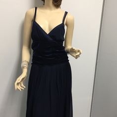 Very Unique New With Tags Fuzzi Jean Paul Gaultier Dress In Mesh Fabric With Velvet Fabric In The Middle, Zipper On The Back. Size 44. Bust 28” Waist 28” Length 45”, Has Lining Blue Midi Dress With Ruched Bodice For Formal Occasions, Formal Blue Midi Dress With Ruched Bodice, Blue Midi Dress With Ruched Bodice For Evening, Blue Ruched Silk Maxi Dress, Blue Silk Ruched Maxi Dress, Elegant Blue Midi Dress With Ruched Bodice, Blue Sleeveless Pleated Evening Dress, Blue Ruched Midi Evening Dress, Navy V-neck Midi Dress For Evening