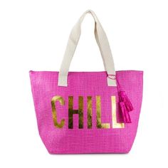 This large fully insulated cooler tote beach bag is outfitted with a fun CHILL text while keeping your beverages and snacks cool. The easy open zippers make grabbing these cooler bags and filling them full of snacks for the beach, pool, or lawn party a br Metallic Letters, Girls Beach Trip, Straw Beach Tote, Pool Bag, Cooler Tote, Beach Tote Bag, Pool Bags, Straw Handbags, Straw Tote