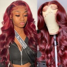 With Burgundy Hue And Old Hollywood Body Wave, This Red Wine Wig Screams Classic And It Will Make Your Heart Flutter. Pelo Color Borgoña, Wine Red Hair, Brazilian Hair Wigs, Affordable Wigs, Hair Color Burgundy, Virgin Hair Wigs, Human Hair Color, 100 Human Hair Wigs, Red Wigs