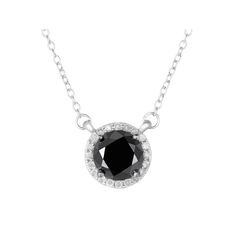 Breathtaking beauty is effortless with this sterling silver necklace. A striking black diamond center stone framed by white diamonds creates a lovely halo design. Prepare to dazzle when you wear this stunning necklace. Comes in a gift box. Click on this JEWELRY & WATCHES GUIDE to learn about fit, styles, materials and more!NECKLACE DETAILS Length: 18 in. Clasp: spring-ring Metal: rhodium-plated sterling silver DIAMOND DETAILS Total weight: 2 ct. Center stone weight: 1 3/4 ct. Color: black, white