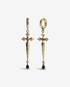 Illyria Hangers-Clicker Hangers- Gold - - Ask & Embla Ask And Embla, Gothic Crosses, Valentines Earrings, Alternative Jewelry, Gothic Earrings, Studs Earrings, Unisex Jewelry, Gothic Jewelry, Online Jewelry Store