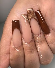 November Nails Square, Cute November Nails, Short Coffin Nails Designs, Stylish Nail Art, Nail Art Idea, Elegant Nail, Elegant Nail Art, November Nails