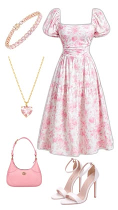 #explore #aesthetic #pink #modest #fyp #tiktok #dress #outfit #fashion #chanel #rich #oldmoney #money #collage #pinterest #girly #femme #coquette #lanadelray #barbie #cottagecore Pink Flowery Dress Outfit, Modest Princess Outfits, Princess Aesthetic Outfits Casual, Girly Girl Outfits Aesthetic, Pink Modest Dresses, Cute Outfits Pink Aesthetic, Pink And Gold Outfit Women, Modest Barbie Outfit, Demure Aesthetic Outfit