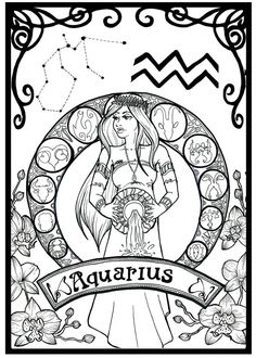 the zodiac sign for sagitrus is shown in this black and white coloring page