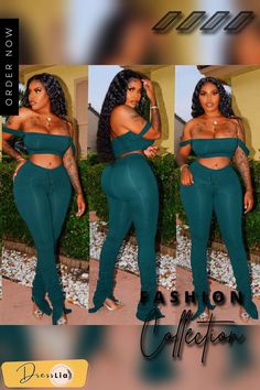 Sexy Strapless Crop Top and Long Stack Pants 2 Pieces Set Trendy Two-piece Set Bottoms For Night Out, Stack Pants, Strapless Crop Top, 1 Million, Are You The One, Hot Sale, Crop Top, Crop Tops, Pants