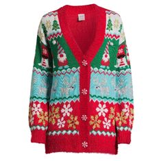 Spread Holiday Cheer With This Holiday Time Women's Ugly Christmas Cardigan ( Gnome Multi-Colored ) This Cardigan Embraces The Festive Tradition Of Ugly Christmas Sweaters With Its Playful And Whimsical Design Whether You're Attending An Ugly Sweater Party Or Simply Want To Embrace The Holiday Spirit, This Cardigan Is The Perfect Choice Made With Soft And Cozy Fabric, This Cardigan Offers Comfort And Style Women's Size Medium ( 8-10 ) 28" Length 22" Armpit To Armpit 23" Sleeves 100% Soft Stretch Walmart Christmas, Black Cropped Cardigan, Lightweight Open Front Cardigan, Flare Sleeve Sweater, Hooded Cardigan Sweater, Fair Isle Cardigan, Christmas Cardigan, Ugly Christmas Sweaters, Ugly Sweater Party