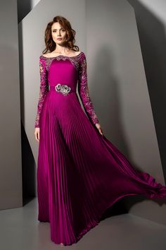 Description Purple A-line, Long dress Fitted, Long Sleeves Open neckline Crystal beading, Silk, Satin Dry Clean Evening Dress Made in Lebanon 12-ZN Beaded Sleeves, Ziad Nakad, Feather Gown, Solid Maxi Dress, Pleated Gown, Formal Dresses With Sleeves, Fantasy Dresses, Couture Week, Gala Dresses