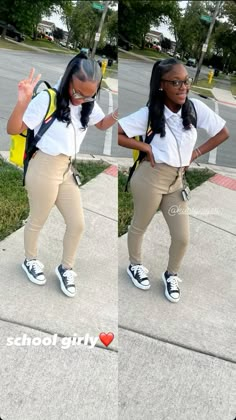 Outfits For School Uniform, Uniform Baddie Outfits, First Day Of 9th Grade Outfits, Uniform Ideas School, Khaki Uniform Outfits School, Uniform Outfits School, Cute First Day Of School Outfits Uniform