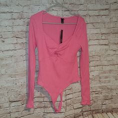 Nwt Wild Fable Bodysuit Long Sleeve Shirt Large Casual Long Sleeve Pink Bodysuit, Summer Long Sleeve Pink Bodysuit, Yellow Bodysuit, Spaghetti Strap Bodysuit, Tank Leotard, White Spaghetti Strap, Backless Bodysuit, Turtleneck Bodysuit, Black Spaghetti