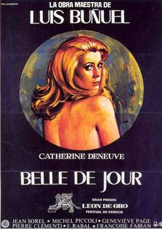 a movie poster for the film bele de jour with a woman's head in