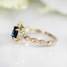 Gorgeous Vintage Inspired Sapphire Ring ►Available in solid gold with a gold purity of your choice: 10K/ 14K/ 18k (select option from a drop-down menu) ►Accented with natural diamonds, simulated diamonds, or moissanites of your choice (select option from the drop-down menu). Center Stone: Sapphire Stone Cut: Oval Color: Blue Gem size: 6.0 x 4.0 mm Carat Weight: 0.43 ct. Stone Creation: 100% Genuine Lab-Grown Sapphire Hardness: 9 (Mohs scale) ►Side stones information: #Natural diamond gemstone op Wedding Sapphire Ring With Accent Stones In 14k Gold, 14k Gold Sapphire Ring With Halo Design For Promise, Elegant 14k Gold Sapphire Halo Ring, Timeless Emerald-cut Birthstone Ring For Weddings, Timeless Emerald Cut Birthstone Wedding Ring, Wedding Rings With Classic Round Cut Design, Heirloom Sapphire Ring With Marquise Cut For Promise, Heirloom Marquise-cut Sapphire Promise Ring, Timeless Sapphire Wedding Ring