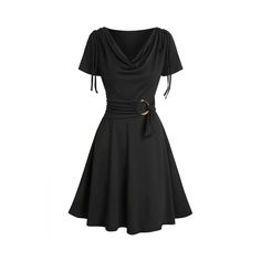 V-neck Swing Short-sleeved Dress for Women: Temperament Fashion Tied Dress, Cheap Dresses Casual, Drawstring Dresses, Skirt Maxi, Rayon Dress, Witchy Vibes, Trendy Clothes, Mini Dress Casual, Dress Silhouette