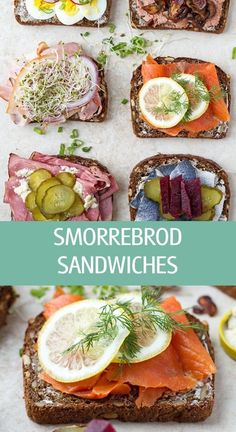 an image of sandwiches with smoked salmon and pickles