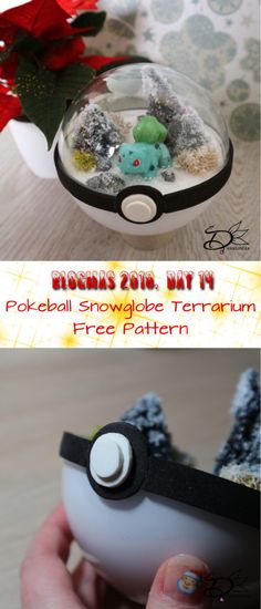 the pokemon pokeball snowflake terrarium has been made into a christmas ornament