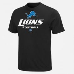 a black detroit lions t - shirt that reads lions football on the front and side