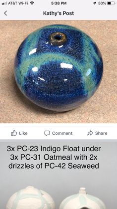 two ceramic balls with different designs on them