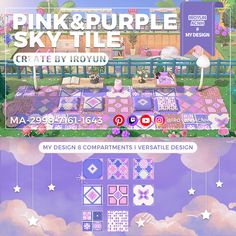 the pink and purple sky tile is shown