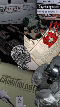 a collage of photos with various items and text on them, including an image of a hand holding a cell phone