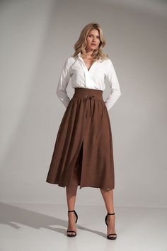 Women's & Men's Clothing- Casual Wear, Jackets & Shoes | B You Brown Skirt Outfit, Long Brown Skirt, Skirt Model, Evening Dresses Cocktail, Brown Skirts, Carrie Bradshaw, Plaid Skirts, Ruffle Skirt, Ethical Fashion