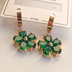 Green Stone Flower Earrings, Flashy Gold Colored, Gorgeous Gift Idea for Her, Suitable for Daily Use , 316L Stainless Steel Wedding Day Welcome to our store! Complete your style with our handmade steel jewelry. Product Description: This steel jewelry combines elegant and contemporary style. Each piece is manufactured from 316-L steel, providing durability and long life. What products are in the store: Necklace Bracelet Earrings Design Features: -It is suitable for daily use with its light and co Green Flower Earrings, Earrings Design, Keep Jewelry, Gorgeous Gift, Green Stone, Steel Jewelry, Elegant Gift, Long Life, Necklace Bracelet