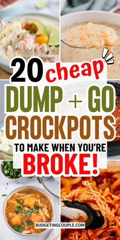 Cheap Crockpot Dump Meals: Quick cheap healthy meals budget, crockpot soup recipes easy fall healthy, Healthy meals on a budget families clean eating Cheap Kid Friendly Meals, Dinners For Winter, Crockpot Potluck Recipes, Dinner Ideas For Fall, Dump And Go Crockpot Recipes, Slow Cooker Dump Meals, Delicious Crockpot Meals, Crockpot Potluck