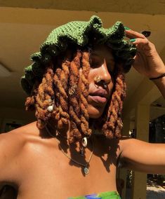 Graduation Hairstyles With Cap Locs, Cornrow Locs Styles, Short Ginger Locs Black Women, Locs With Crystals Men, Different Color Locs, Starter Locs For Short Hair, Locs With Beanie, Locs With Hats, Loc Mullets