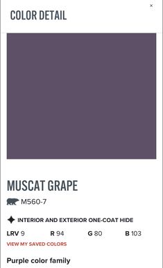 the pantone color is shown in purple and black, with text that reads muscat grape