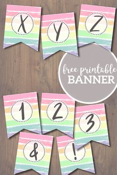 free printable rainbow striped banner with numbers