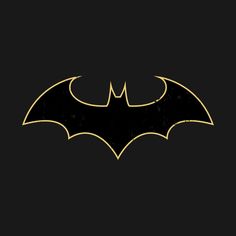 the dark knight logo in gold on a black background, it looks like batman's bat