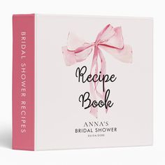 Recipe Book Pink Bow Bridal Shower 3 ring binder. Matching items available. Bow Bridal Shower Theme, Proposal Aesthetic, Bow Theme, Bridal Shower Activity, Bridal Shower Guest Book, Bridal Shower Activities, Bachelorette Themes, Wedding Showers, Lingerie Shower