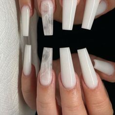 Unghie Sfumate, Long Acrylic Nail Designs, White Acrylic Nails, Long Square Acrylic Nails