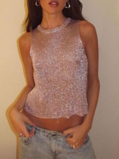 Glitter Outfits, Street Y2k, Womens Summer Shorts, Devil Wears Prada, Looks Party, Scoop Neck Tank Top, Cooler Look, Mode Inspo, Solid Clothes