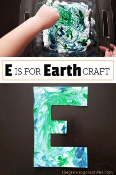 the letter e is for earth craft made with marble paper