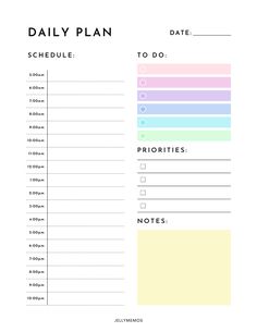 Free printable daily planner pages for your d Printable Daily Planner Pages, Free Printable Daily Planner, Day Planner Template, Daily Routine Planner, To Do Planner, Daily To Do List, Printable Daily Planner