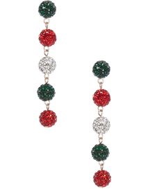 From Merry & Bright&#x2C; these earrings feature: Drop earringsMetal/clay/glassPost closureApprox. 2.5" L x 0.25" WImported. Holiday Jewelry, Metal Clay, Christmas Jewelry, Dillard's, Merry And Bright, Accessories Jewelry, Statement Earrings, Drop Earrings, Christmas