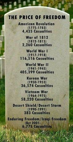 a headstone with the price of freedom written on it