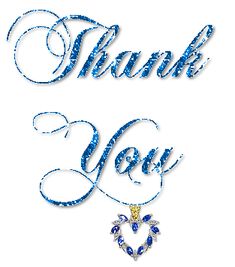 the words thank you are written in blue ink