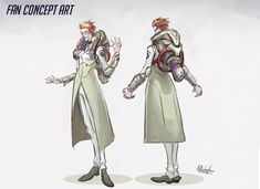 two people standing next to each other in front of a white background with text that reads fun concept art