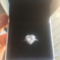 Silver, Brand New. Comes With Box White Heart Ring For Proposal, White Heart Ring For Valentine's Day Proposal, Pandora Ring, Jewelry Accessories Ideas, Pandora Rings, 5 Rings, Pandora Silver, Accessories Ideas, Ring Color